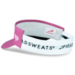 Headsweats white visor with pink trim and brand logo athletic headwear
