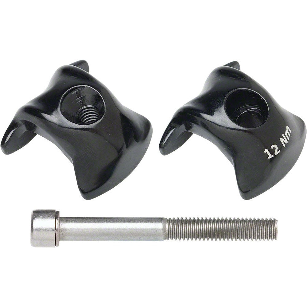Ritchey WCS 1-Bolt seatpost saddle rail clamp outer plates in black with bolt