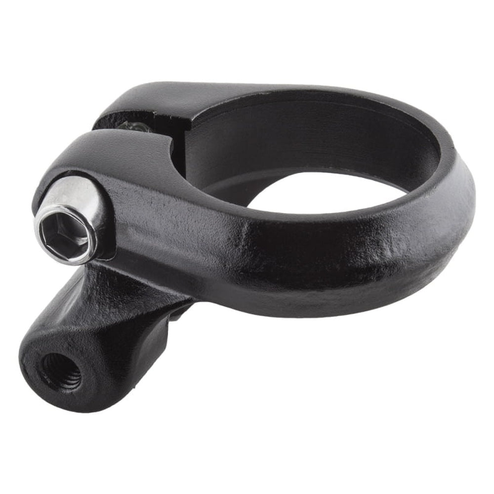 Black Sunlite seatpost clamp with hex bolt on white background