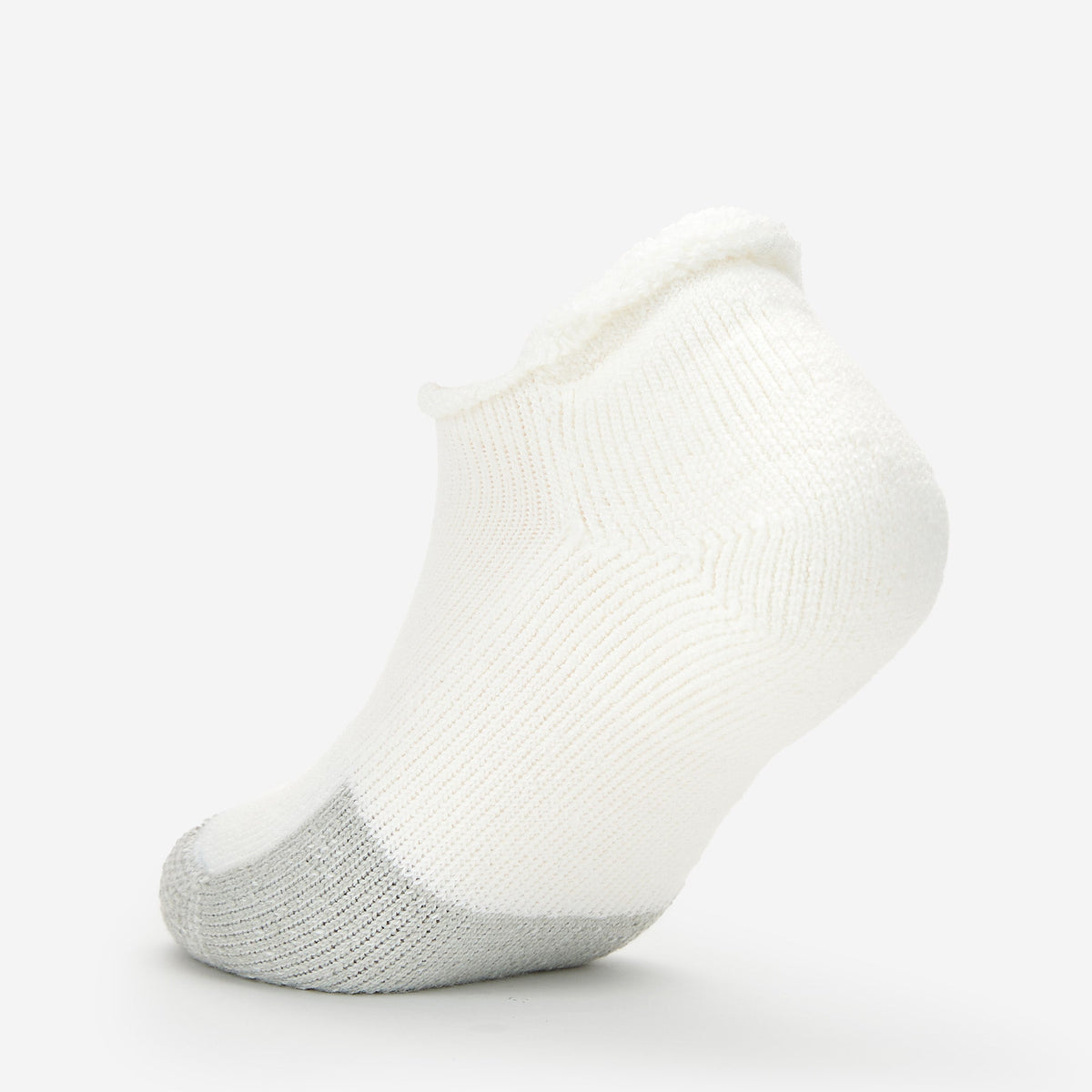 Thorlos white tennis rolltop ankle sock with gray toe and heel cushioning