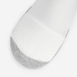 Thorlos white tennis mini crew sock with gray padded toe and heel detail