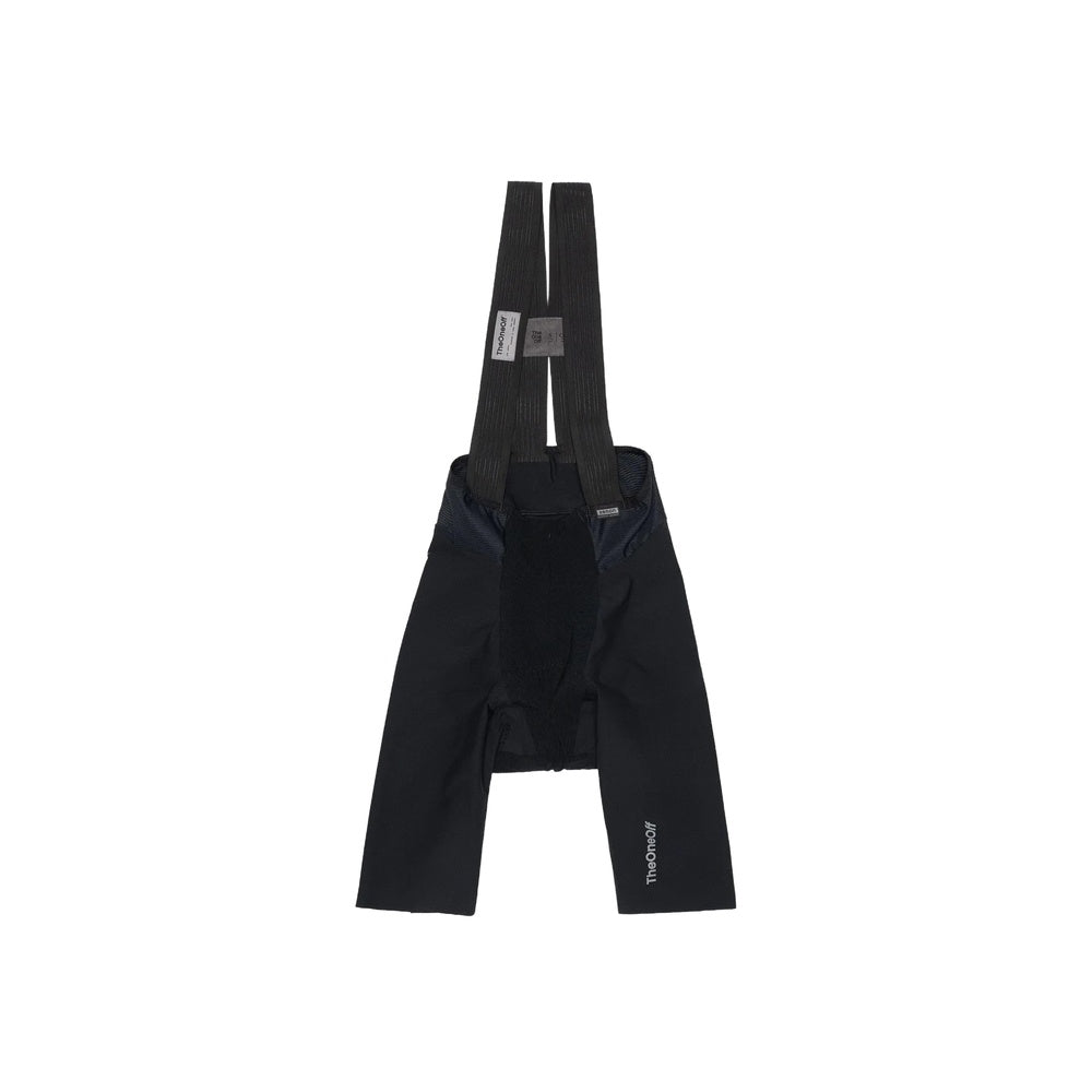 TheOneOff Xenon Bib Short in Future Black shown from rear flat lay view
