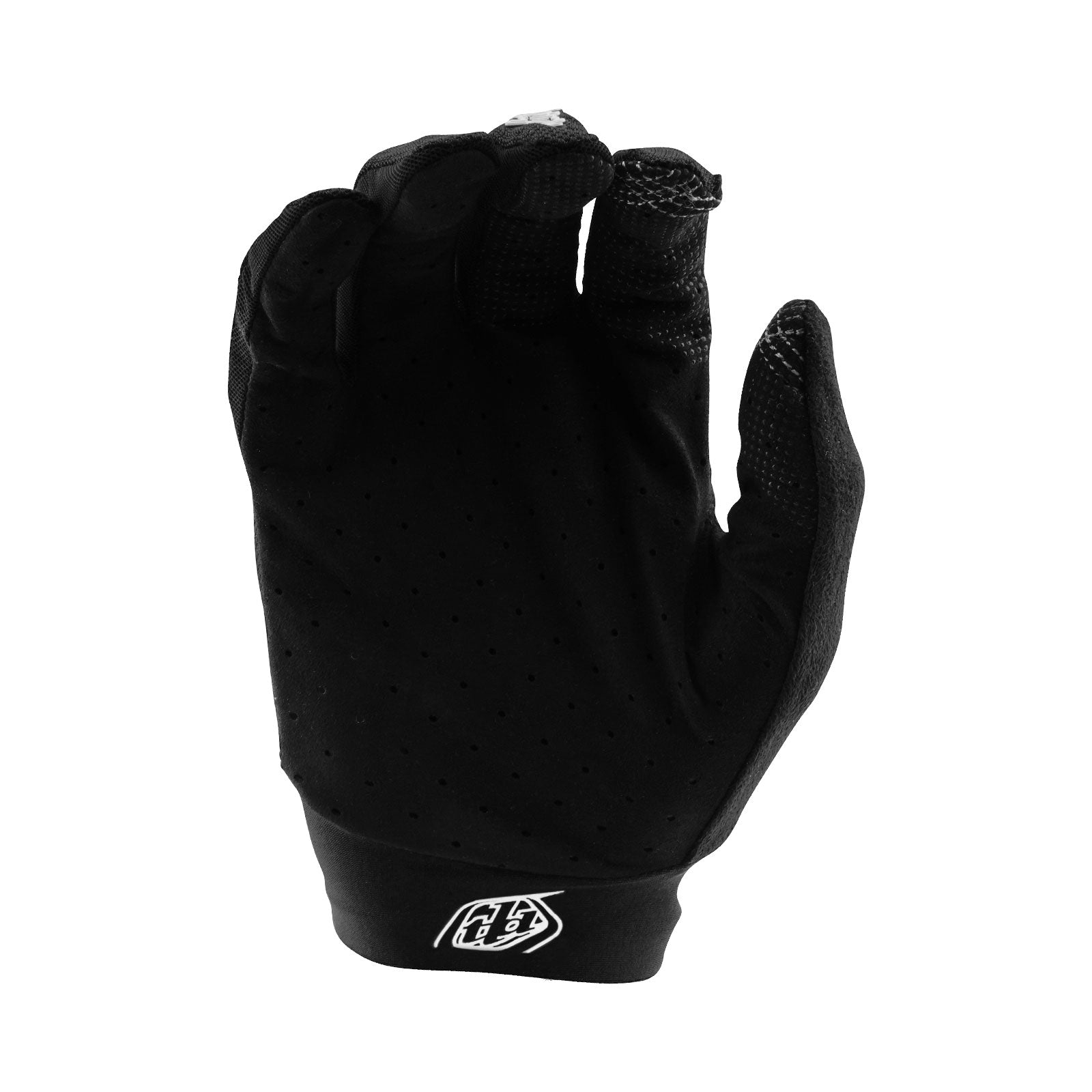 Troy Lee Designs ACE 2.0 black motocross MTB glove palm view with perforated leather