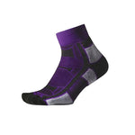 Thorlos purple outdoor athletic quarter sock with black heel and gray padding zones