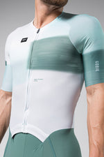 Gobik Brooklyn Aerosuit in Astral colorway with white base and mint green gradient