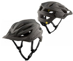 Troy Lee Designs A2 MIPS mountain bike helmet in matte gray Decoy colorway, two views