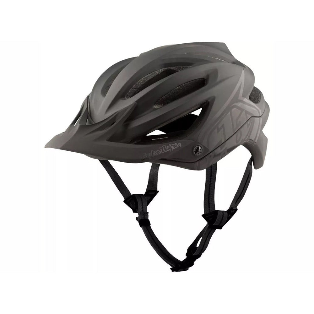 Troy Lee Designs A2 MIPS mountain bike helmet in matte decoy black with ventilation channels