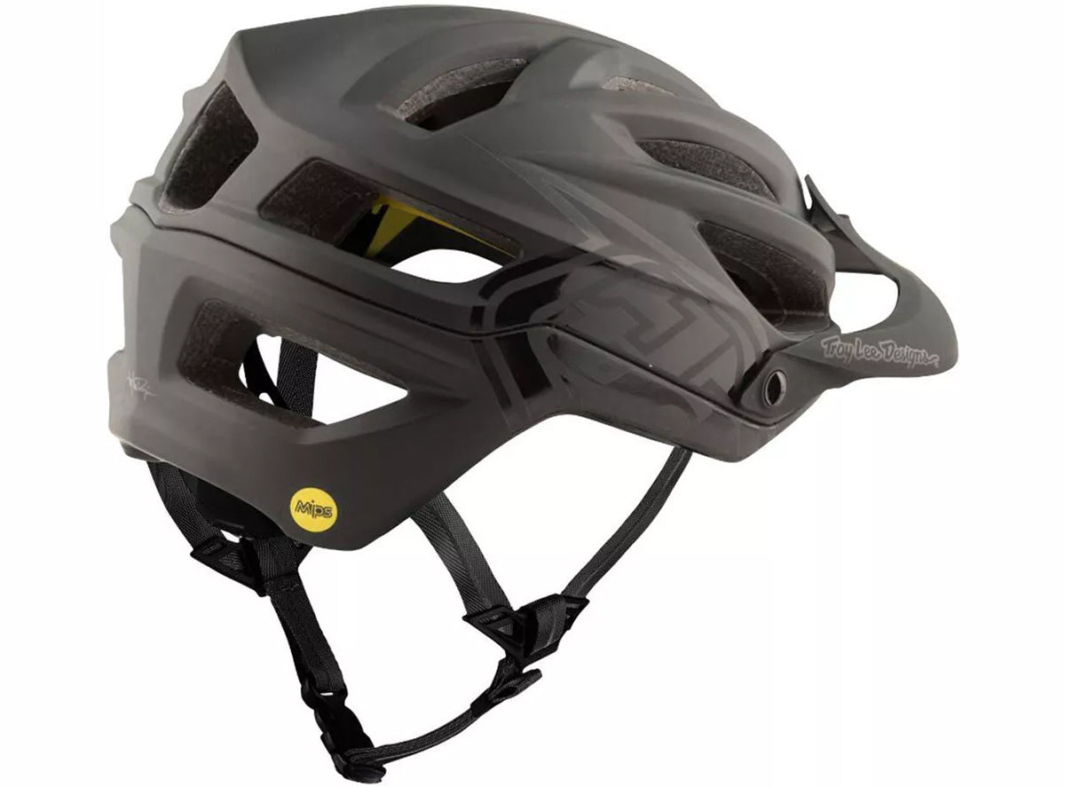 Troy Lee Designs A2 MIPS mountain bike helmet in matte black Decoy colorway