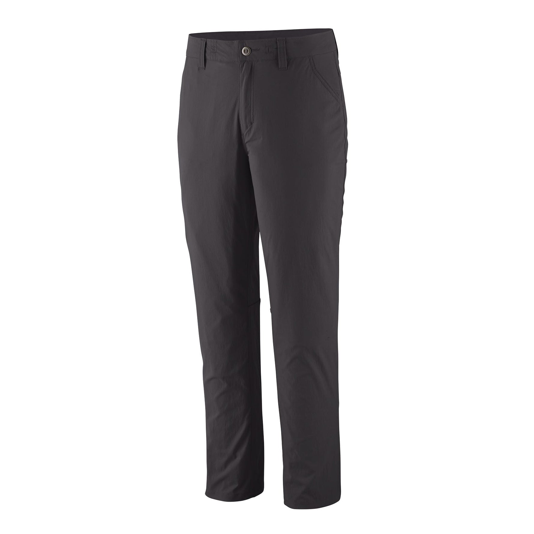 Patagonia women's dark gray quandary pants on white background