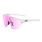 KOO Alibi cycling sunglasses in white frame with pink photochromic lenses