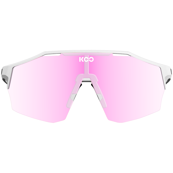 KOO Alibi Large cycling sunglasses with white frame and pink photochromic lenses