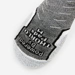 Thorlos Experia Energy low-cut sock in black and heathered grey with branded sole