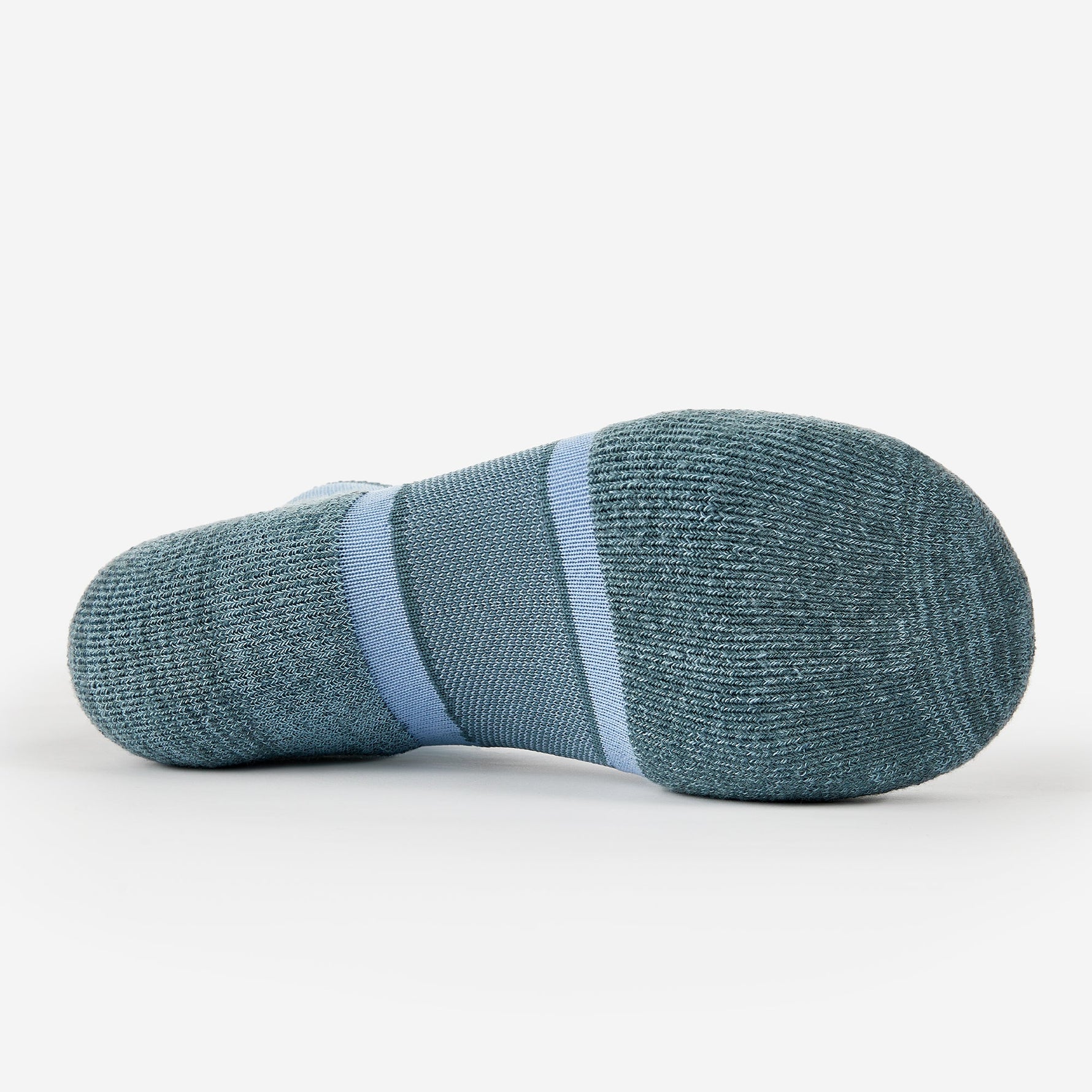 Bottom sole view of Experia Light Cushion Low-Cut Socks in Spearmint teal color