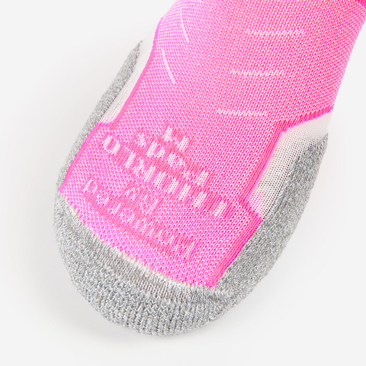 Thorlos Experia Energy Sock in pink and gray with reinforced toe and heel