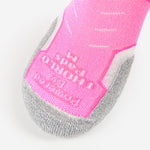 Experia Light Cushion Low-Cut Sock in berry pink with gray cushioned heel and toe