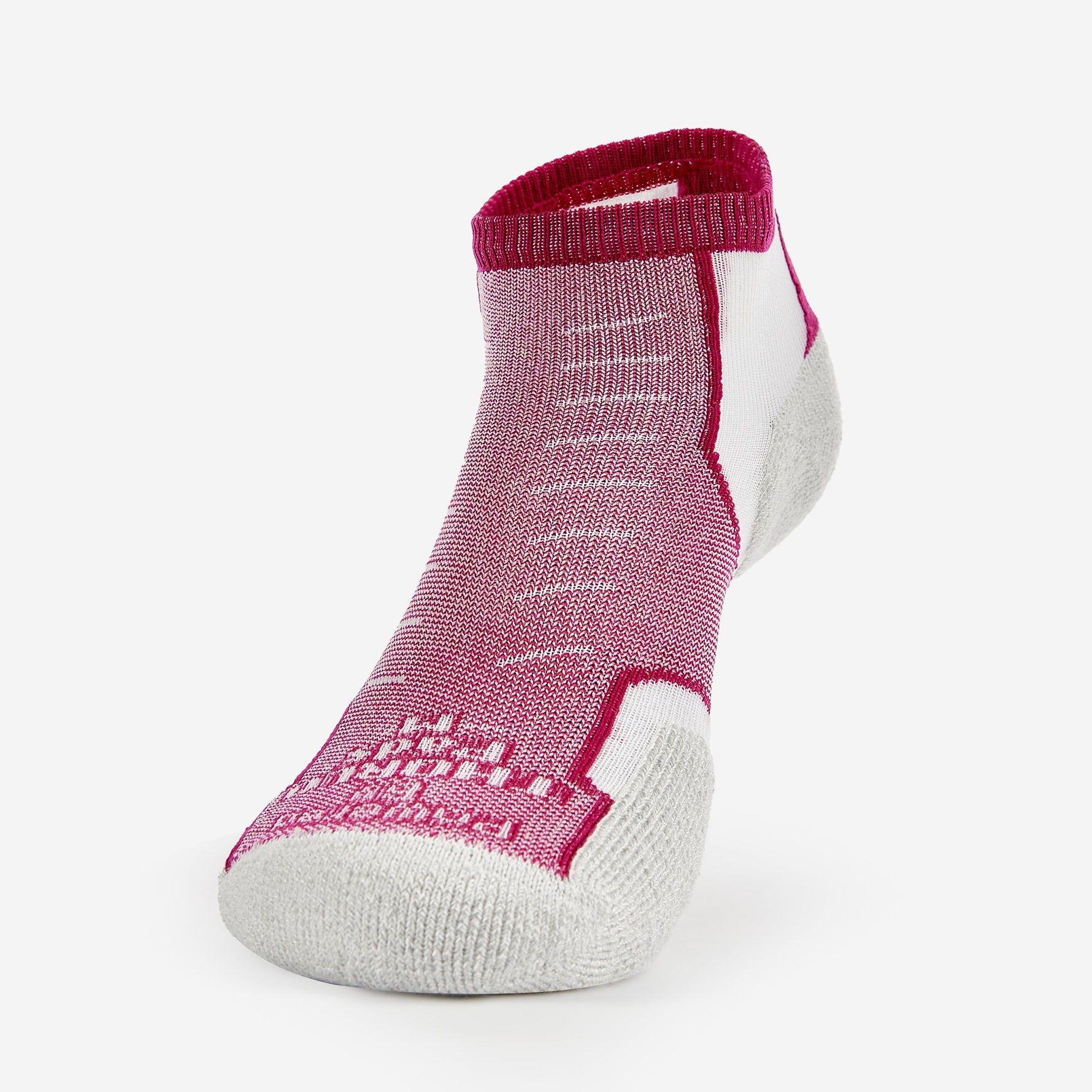 Experia Light Cushion Low-Cut Sock in Berry with gray toe and heel cushioning