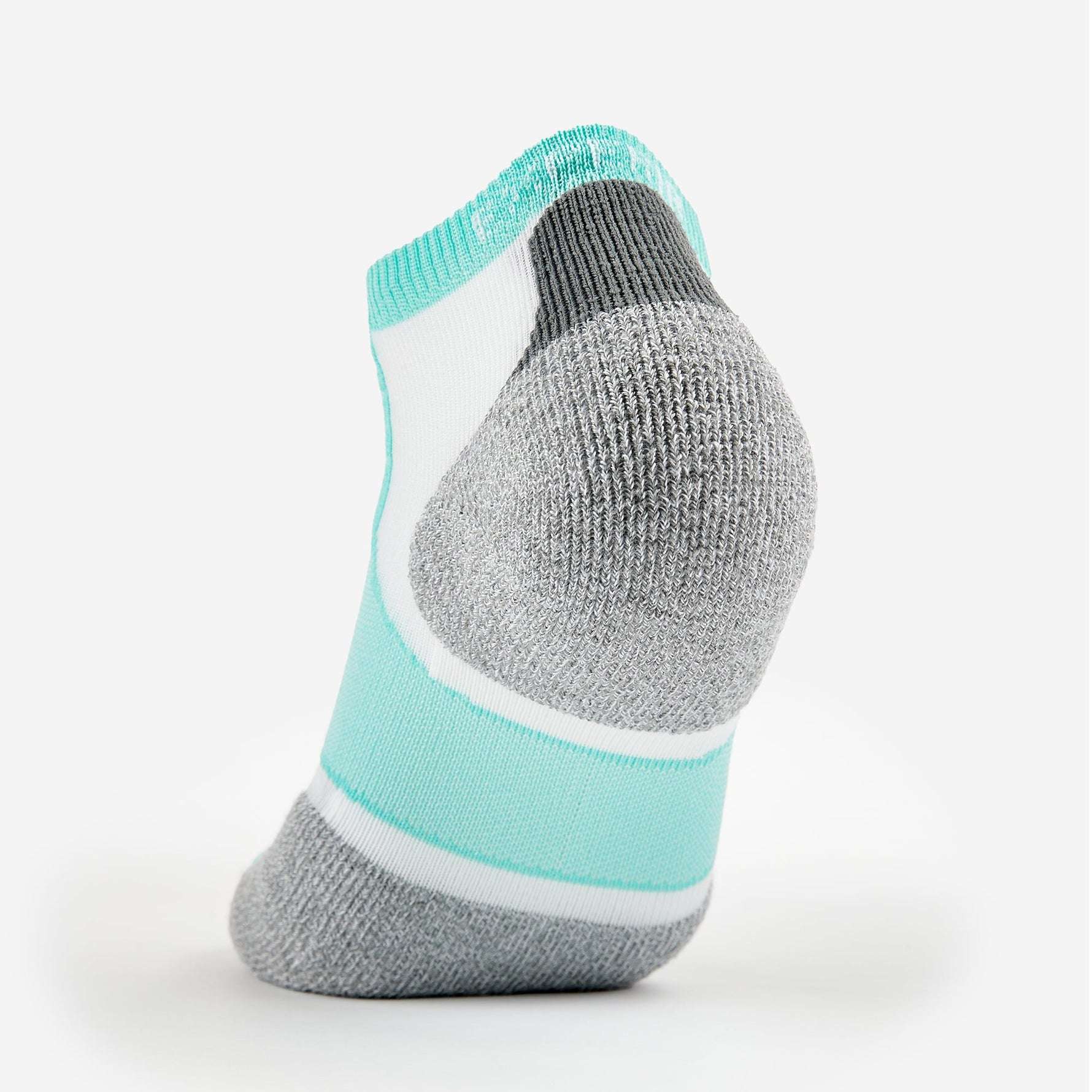 Experia Light Cushion Low-Cut sock in spearmint green with gray cushioned heel and toe