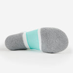 Experia Light Cushion Low-Cut Sock bottom view in gray with spearmint stripe