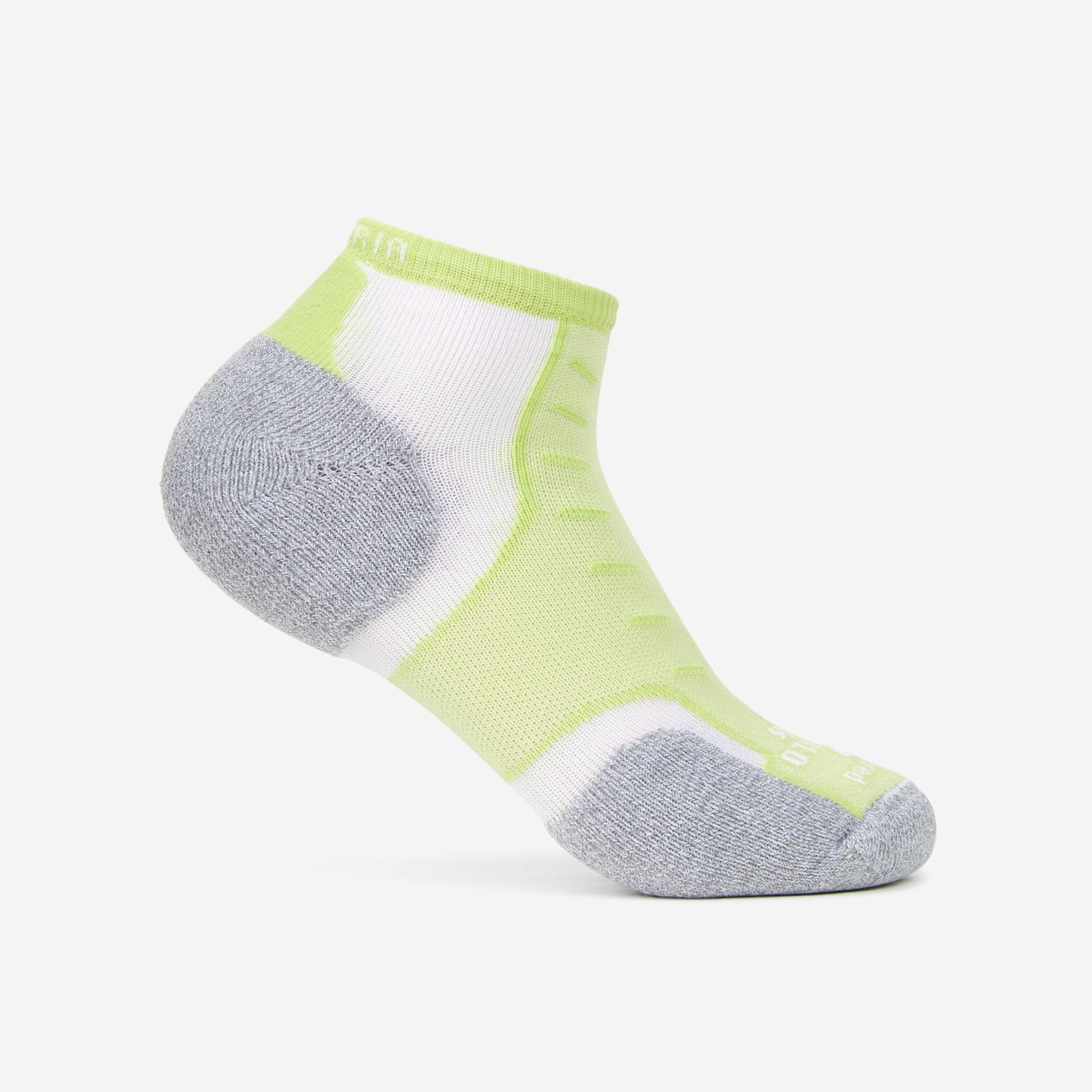 Experia Light Cushion Low-Cut Sock in spearmint green with gray cushioned heel and toe
