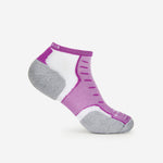Experia Light Cushion Low-Cut Sock in berry purple with white and grey accents