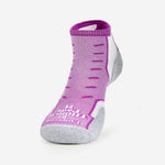 Thorlos Experia Energy low-cut ankle sock in purple, white, and gray colorway