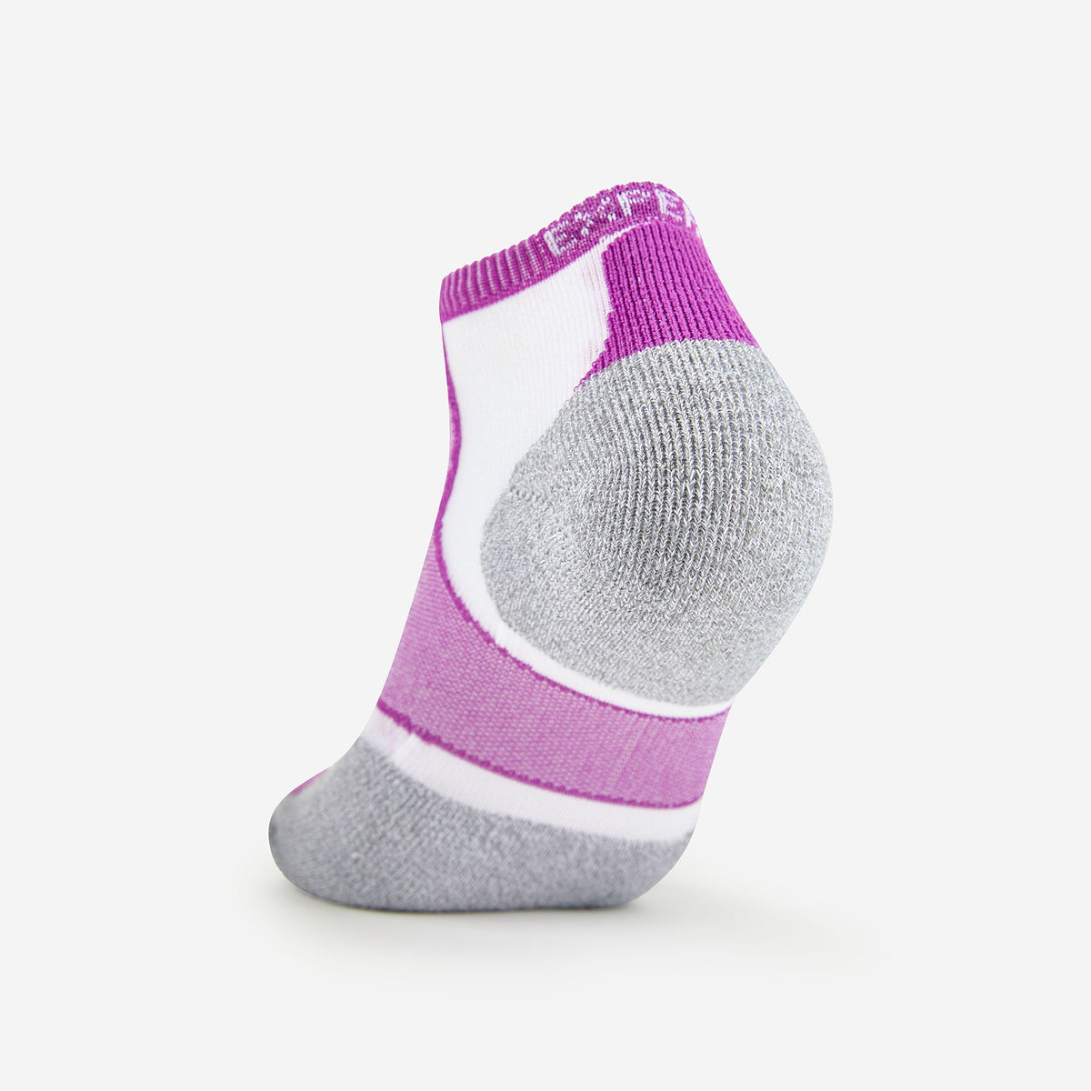 Thorlos Experia Energy low-cut ankle sock in purple, white, and gray colorway