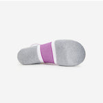 Bottom view of Experia Light Cushion Low-Cut Sock in Berry colorway showing sole construction
