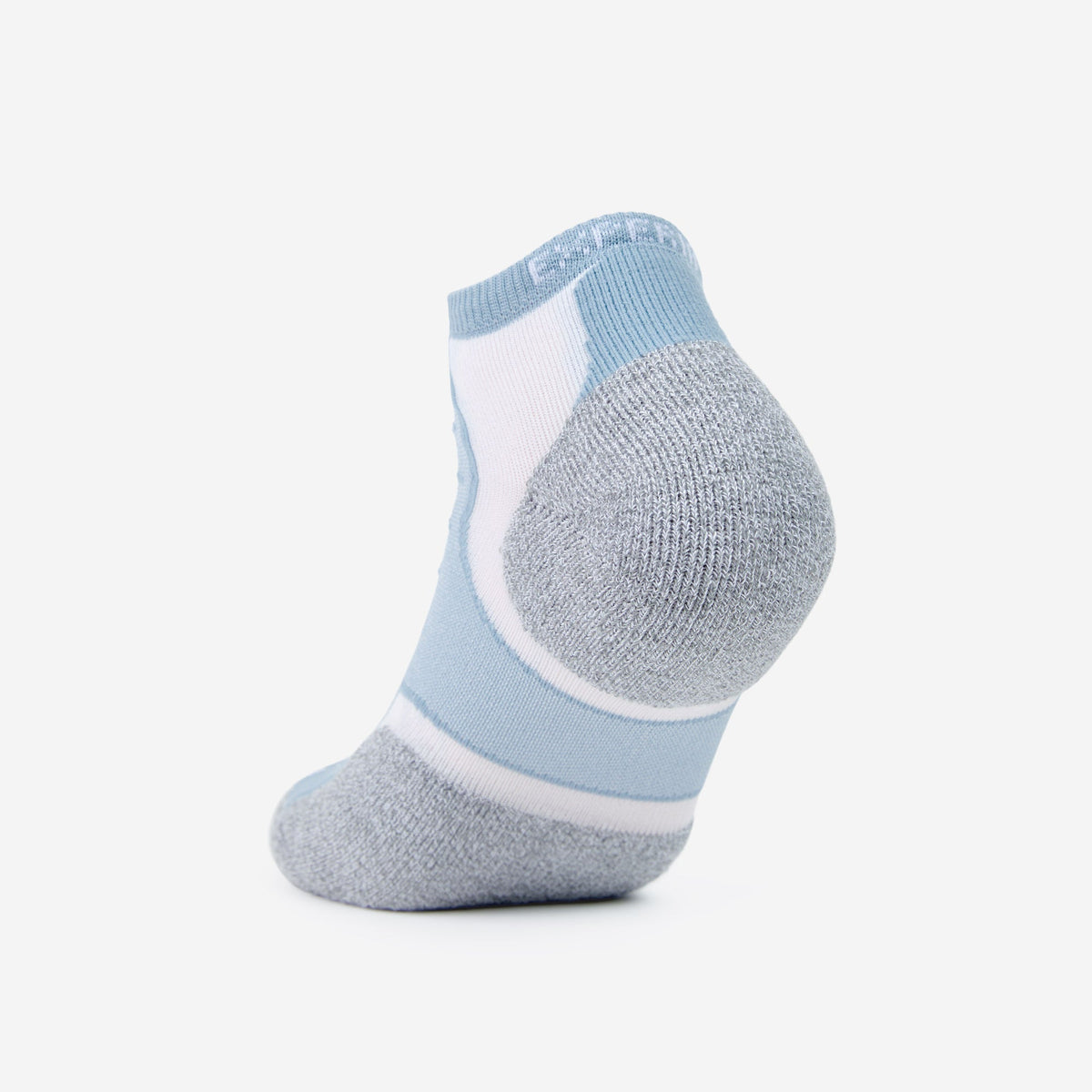 Thorlos Experia Energy low-cut ankle sock in light blue, white, and gray