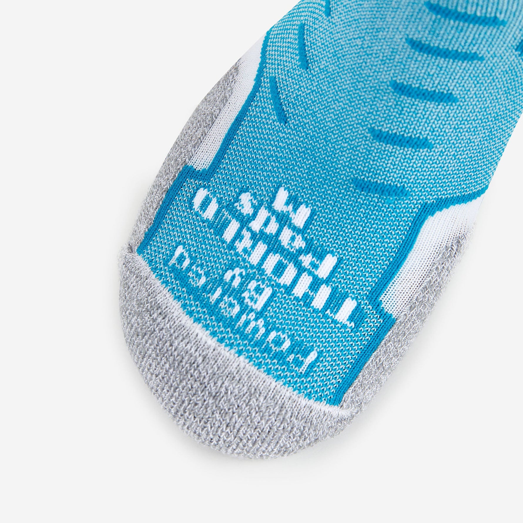 Experia Light Cushion Low-Cut Sock in Spearmint teal with gray toe and white logo
