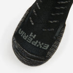 Experia No Show Tab Socks in Black Tiger colorway, toe box close-up view