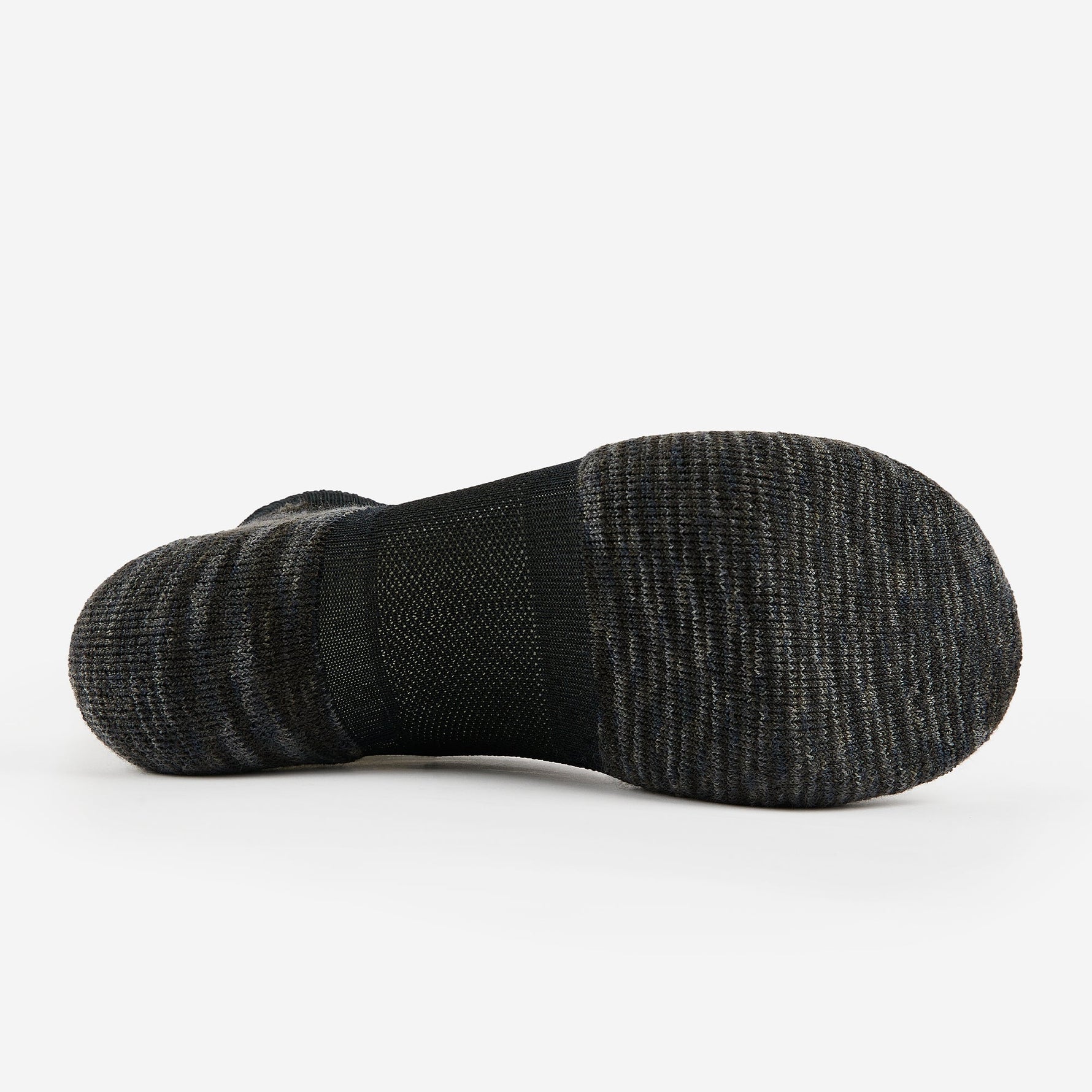 Bottom sole view of Experia No Show Tab Socks in Black Tiger colorway