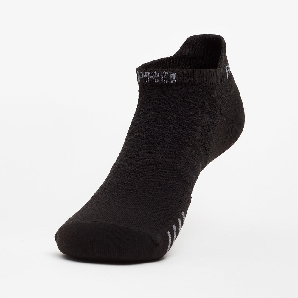 Black Experia Prolite no-show athletic sock with textured sole pattern