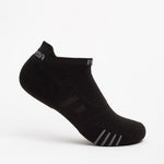 Experia No Show Tab Socks in black with gray stripe accents on toe