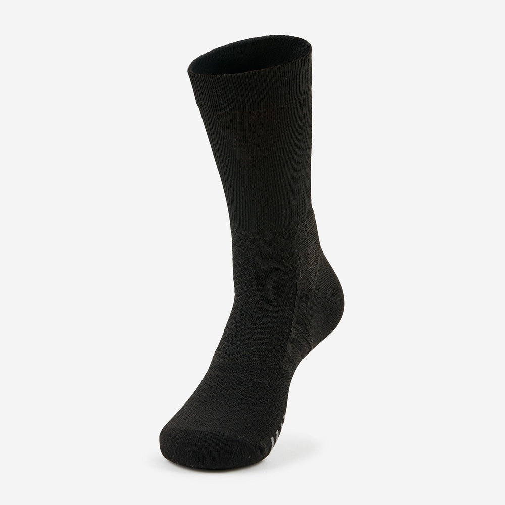 Thorlo Experia Prolite crew sock in black with textured ankle support panel