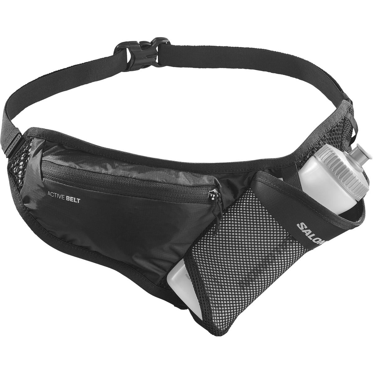 Salomon Active Belt 3D Bottle black running waist belt with water bottle pocket
