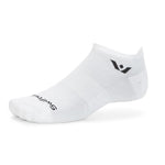 White Swiftwick Aspire Zero Tab no-show running sock with black logo