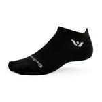 Swiftwick Aspire Zero Tab black no-show running sock with white logo