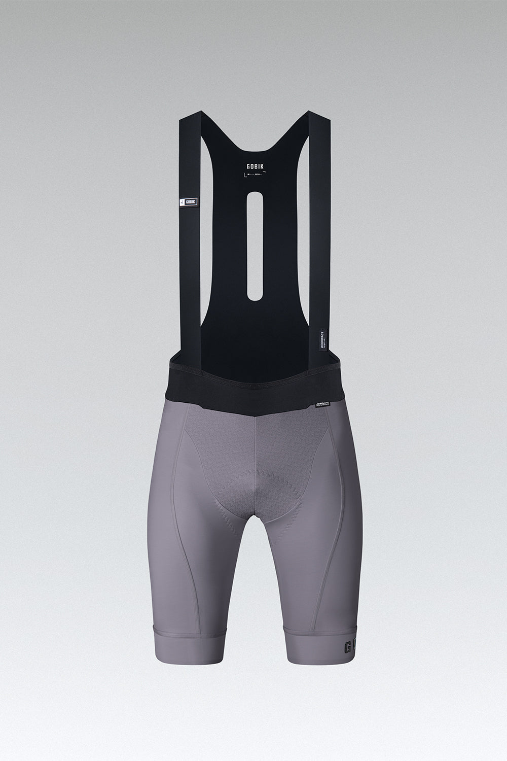 Gobik Absolute Compact 7.0 bib shorts front view on plain background in gray Kettle colorway