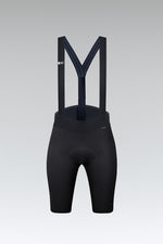 Black Gobik X women's cycling bib shorts with suspenders on clean background