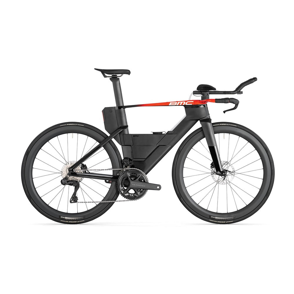 BMC Speedmachine 01 THREE triathlon bike in carbon black with red accents