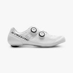 White Shimano S-Phyre cycling shoe with dual BOA closure system