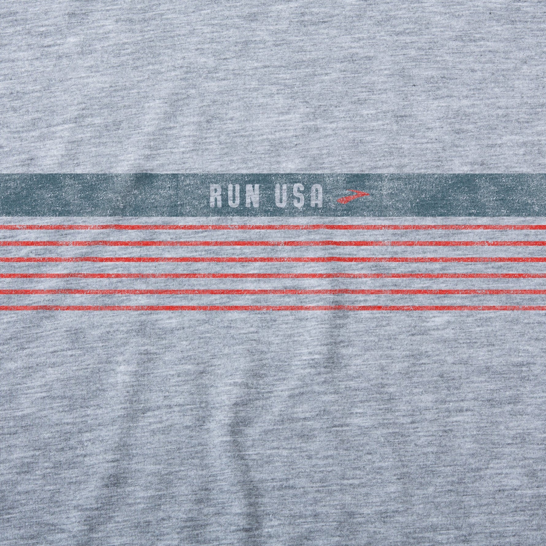 Brooks men's gray running t-shirt with teal stripe and RUN USA graphic