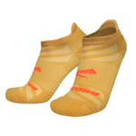 Brooks Ghost Lite No Show socks in chamois yellow with smoking orange logo accents