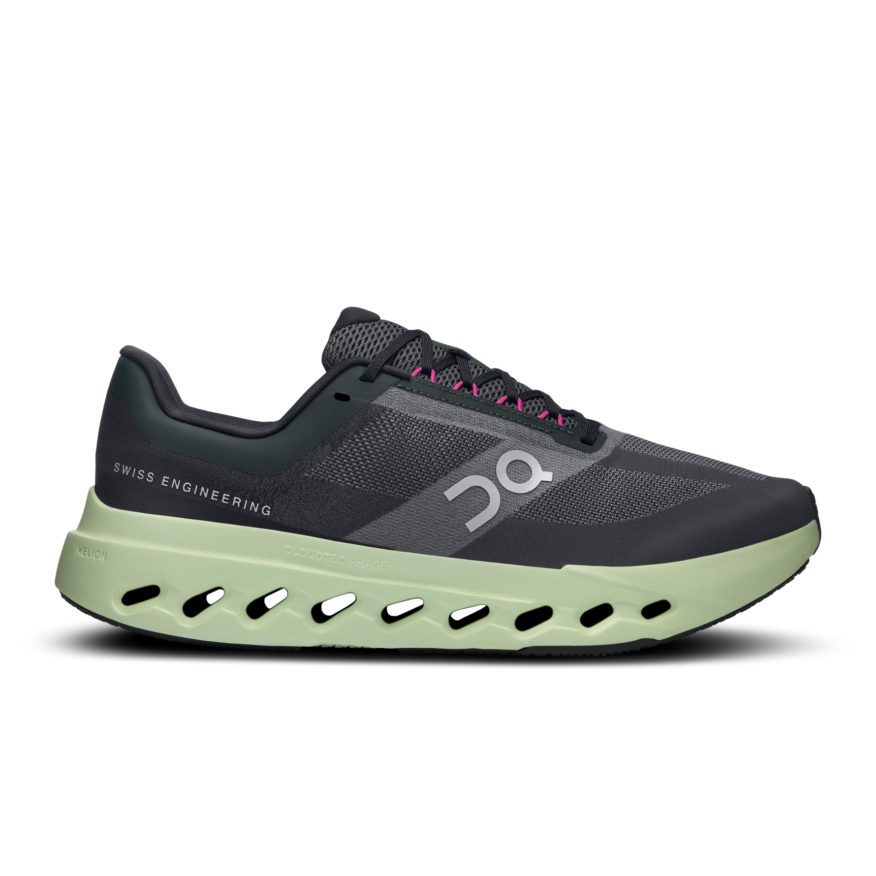 On Cloudsurfer Next men's running shoe in black and lima green colorway