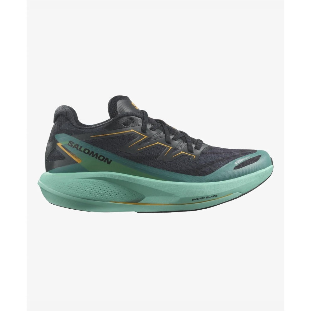 Salomon Phantasm 2 Women's running shoe in black, teal, and gold colorway