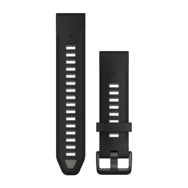 Garmin QuickFit 20 silicone watch band in black with ventilation holes and quick release mechanism
