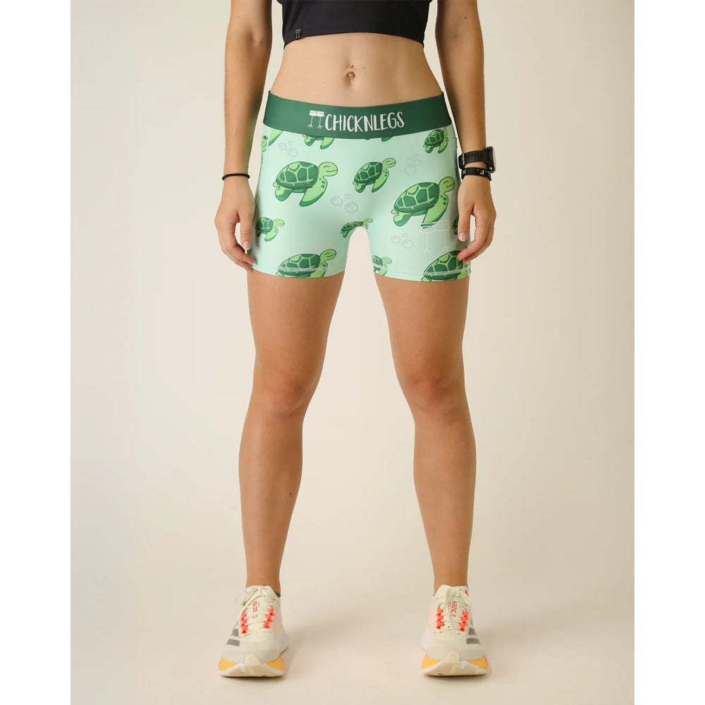 Chicknlegs Women's Sea Turtles 3" Compression Shorts - XS