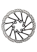 Clarks CL 160 disc brake rotor in silver and black with cutout spoke pattern