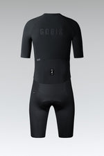 Gobik Integral Hudson Solid Men's black cycling skinsuit with short sleeves