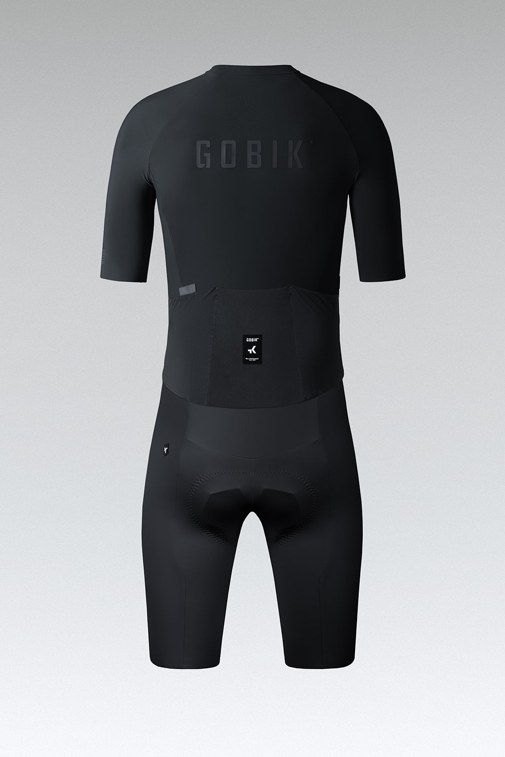 Gobik Integral Hudson Solid Men's black cycling skinsuit with short sleeves